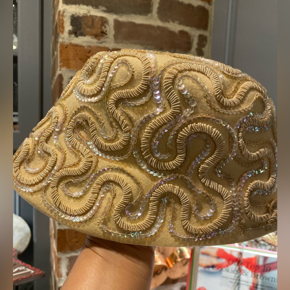 Vintage Sequined Cloche Bucket Hat